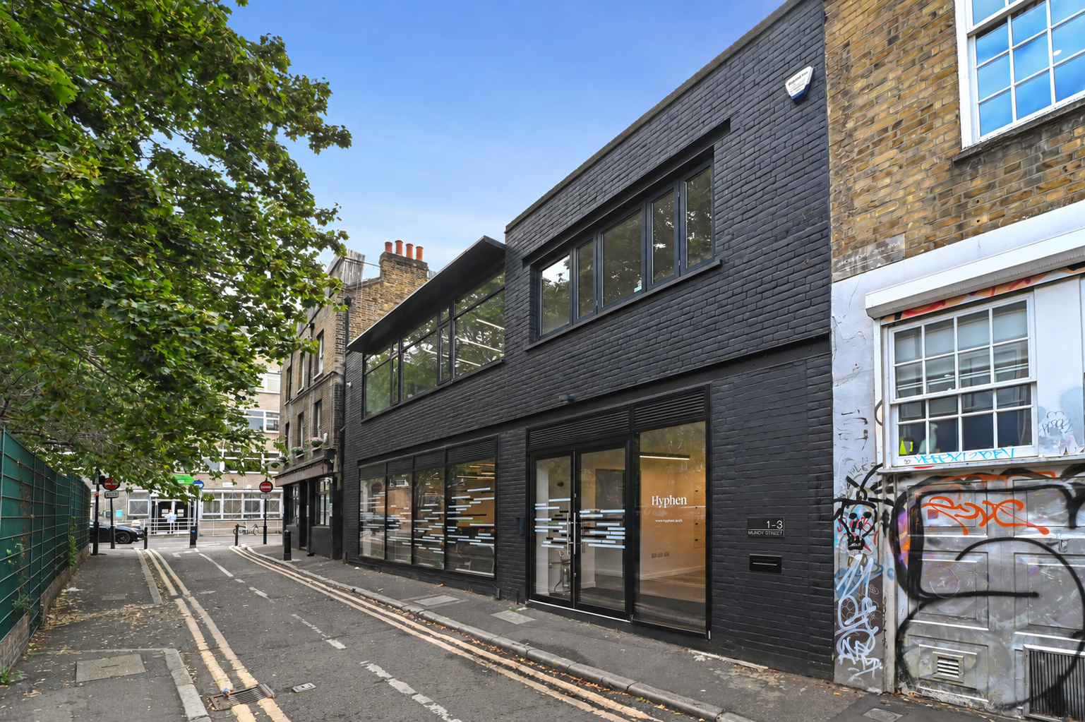 Front elevation of 1–3 Mundy Street in Shoreditch